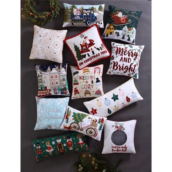 ID HOME FASHIONS Merry Christmas Snowman Truck Decorative Pillow, 14" x 24" - Picture 6 of 6